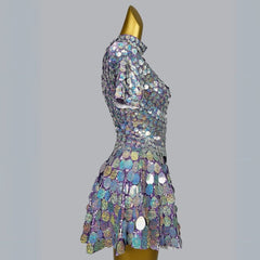 Shell Shaped Sequin Party Festival Mini Dress - Ra The Boutique - 