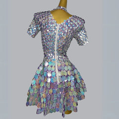 Shell Shaped Sequin Party Festival Mini Dress - Ra The Boutique - 
