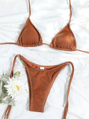 Shimmer Triangle Bikini – Sparkling Halter with High Cut - Ra The Boutique - 