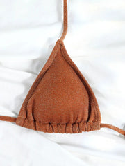 Shimmer Triangle Bikini – Sparkling Halter with High Cut - Ra The Boutique - 