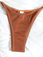 Shimmer Triangle Bikini – Sparkling Halter with High Cut - Ra The Boutique - 