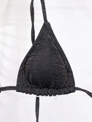 Shimmer Triangle Bikini – Sparkling Halter with High Cut - Ra The Boutique - 