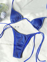 Shimmer Triangle Bikini – Sparkling Halter with High Cut - Ra The Boutique - 