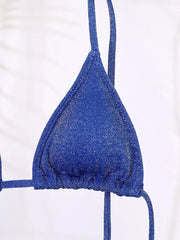 Shimmer Triangle Bikini – Sparkling Halter with High Cut - Ra The Boutique - 