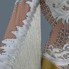 Showstopper Flowing Fringe Long Sleeve Festival Bodysuit - Ra The Boutique