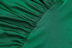 Slinky Plunging Neck Ruched Mini Dress with Matching Gloves – Midnight Black or Emerald Green - Ra The Boutique - 