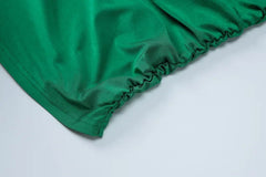 Slinky Plunging Neck Ruched Mini Dress with Matching Gloves – Midnight Black or Emerald Green - Ra The Boutique - 