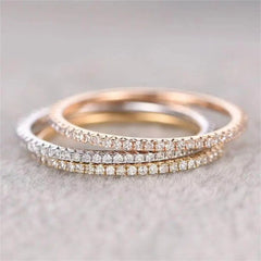 Stackable Pave Diamante Infinity Ring – Silver or 18k Gold Plated, Hypoallergenic, Custom Fit - Ra The Boutique - 
