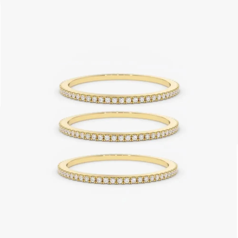 Stackable Pave Diamante Infinity Ring – Silver or 18k Gold Plated, Hypoallergenic, Custom Fit - Ra The Boutique - 