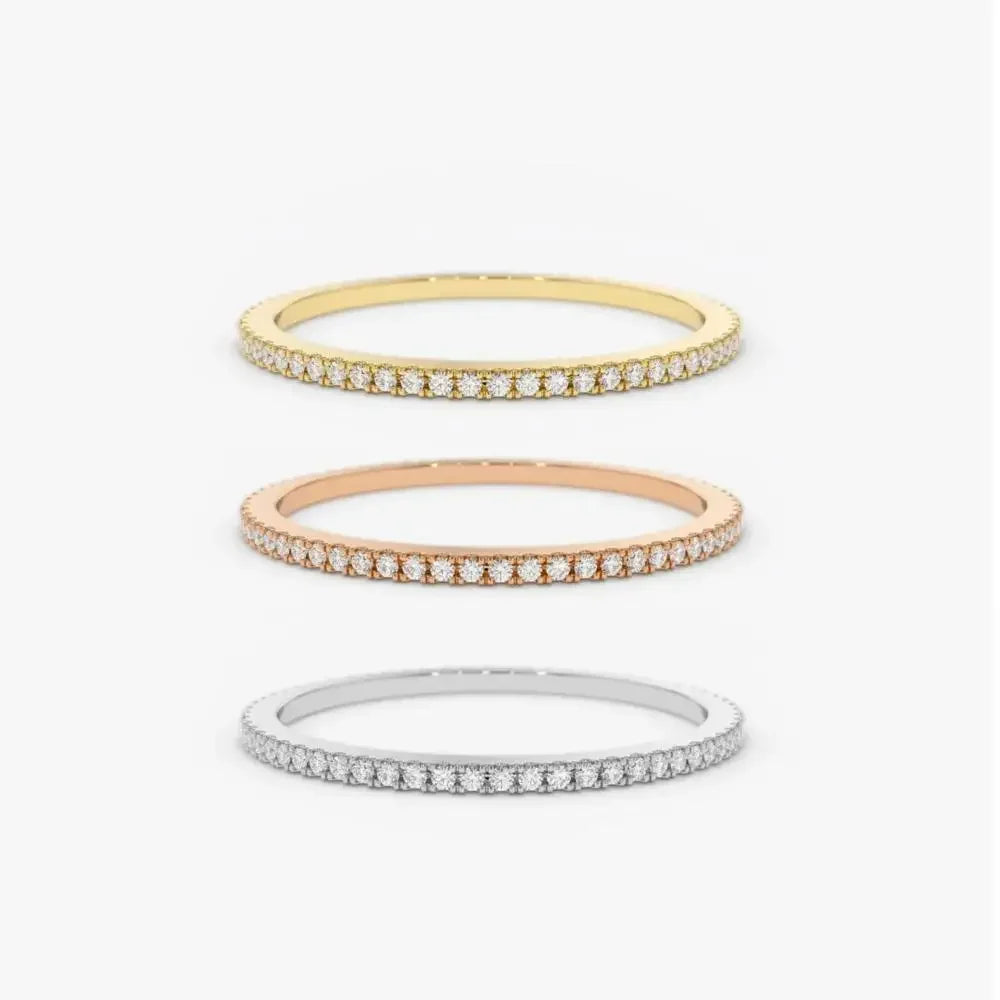 Stackable Pave Diamante Infinity Ring – Silver or 18k Gold Plated, Hypoallergenic, Custom Fit - Ra The Boutique - 