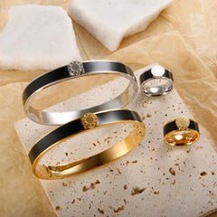 Stainless Steel and Enamel Bracelet and Ring Set - Ra The Boutique