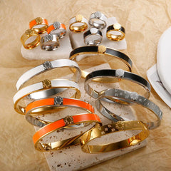 Stainless Steel and Enamel Bracelet and Ring Set - Ra The Boutique