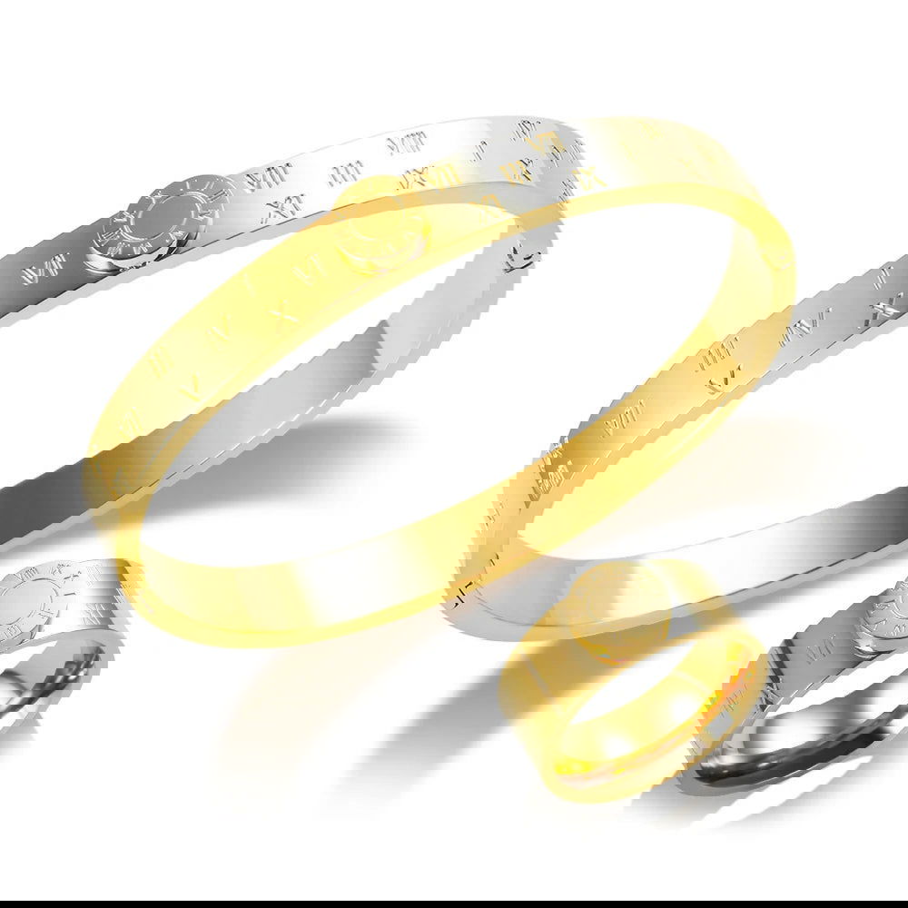 Stainless Steel and Enamel Bracelet and Ring Set - Ra The Boutique