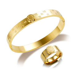 Stainless Steel and Enamel Bracelet and Ring Set - Ra The Boutique