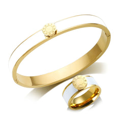 Stainless Steel and Enamel Bracelet and Ring Set - Ra The Boutique