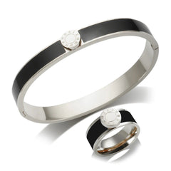 Stainless Steel and Enamel Bracelet and Ring Set - Ra The Boutique