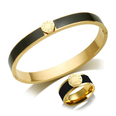 Stainless Steel and Enamel Bracelet and Ring Set - Ra The Boutique