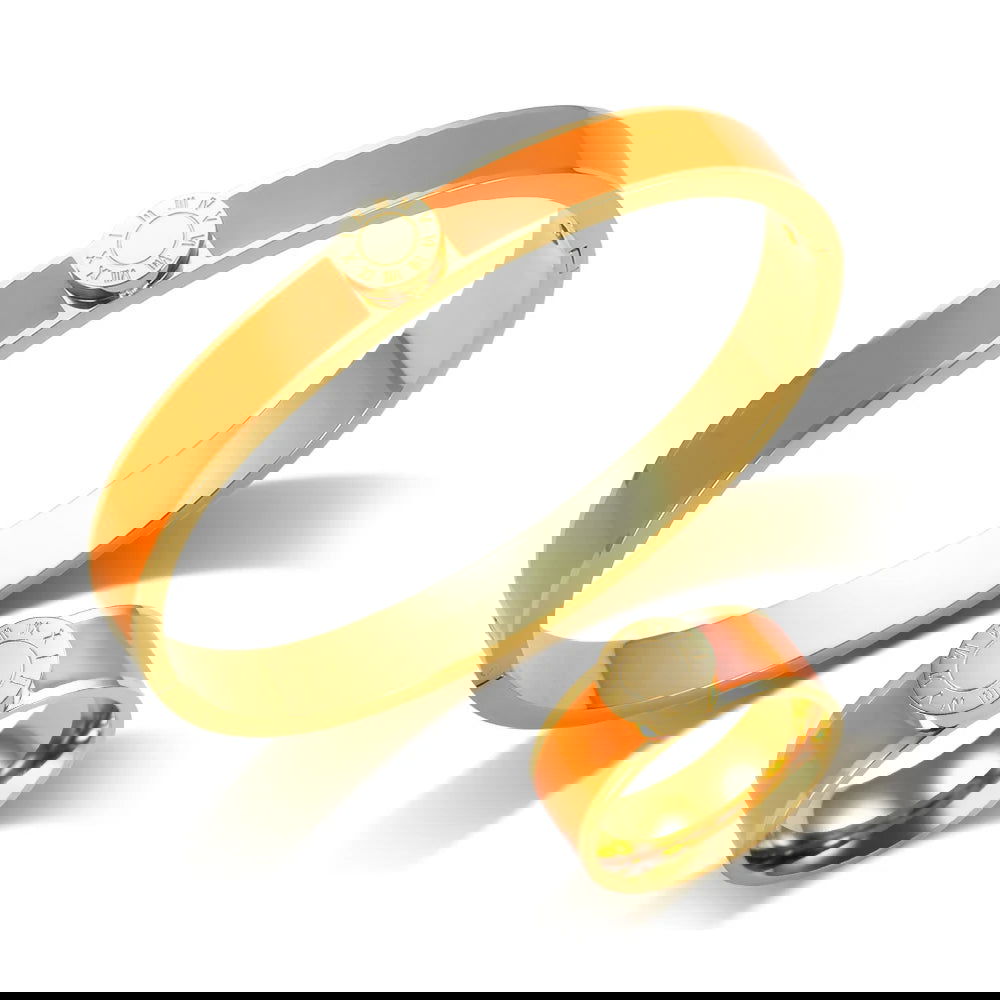 Stainless Steel and Enamel Bracelet and Ring Set - Ra The Boutique