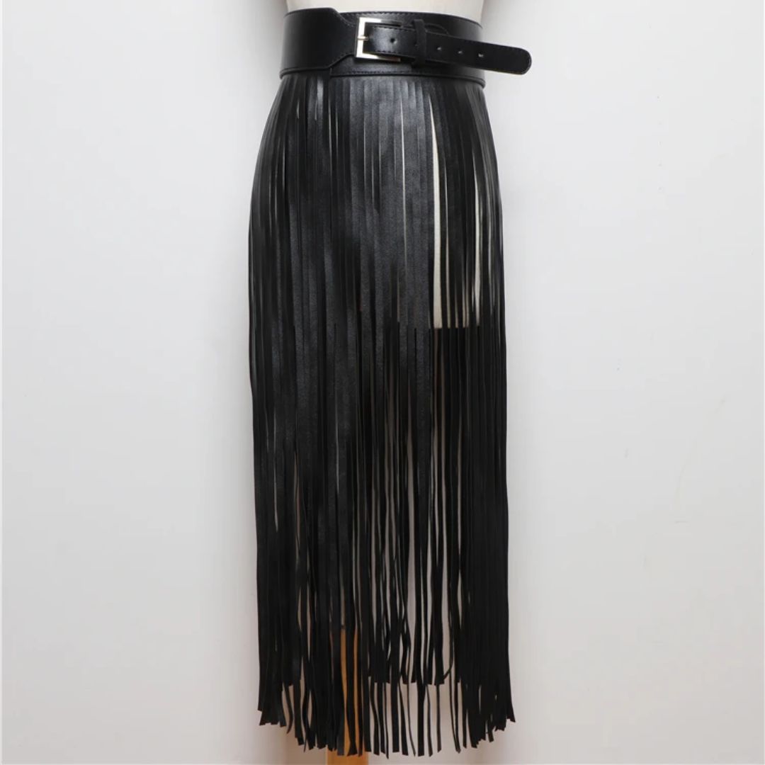 Vegan Leather Fringe Belt Accessory - Ra The Boutique