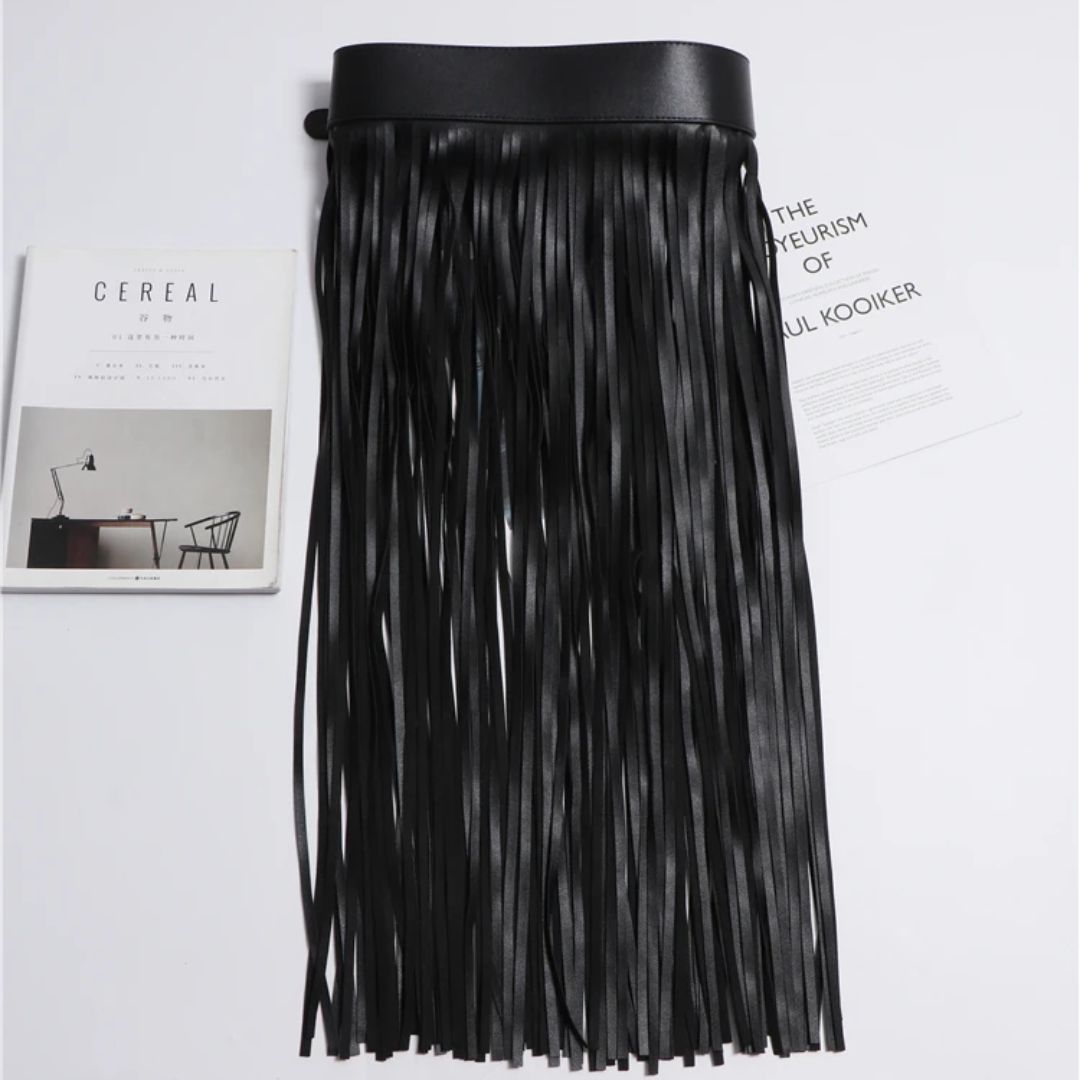 Vegan Leather Fringe Belt Accessory - Ra The Boutique