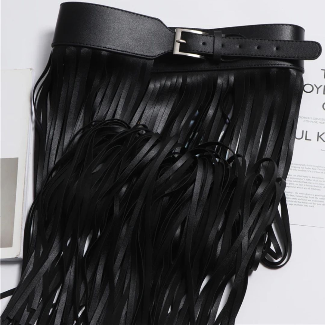 Vegan Leather Fringe Belt Accessory - Ra The Boutique