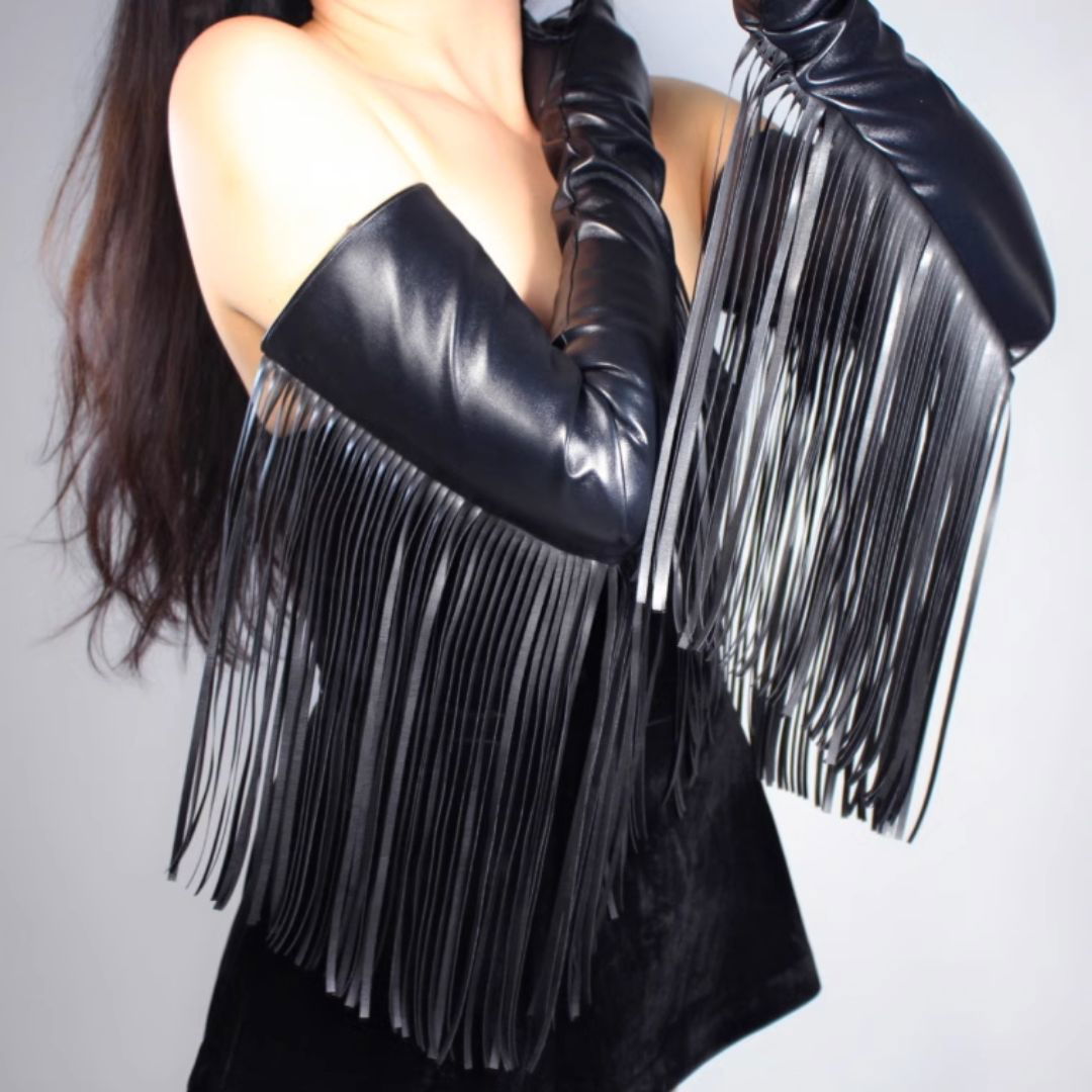 Vegan Leather Max Fringe Gloves - Ra The Boutique