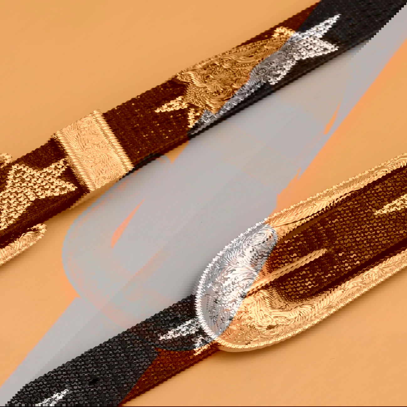 Vegan Leather Star Diamante Western Belt - Ra The Boutique
