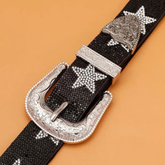 Vegan Leather Star Diamante Western Belt - Ra The Boutique