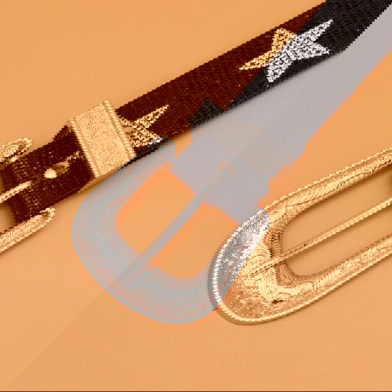 Vegan Leather Star Diamante Western Belt - Ra The Boutique