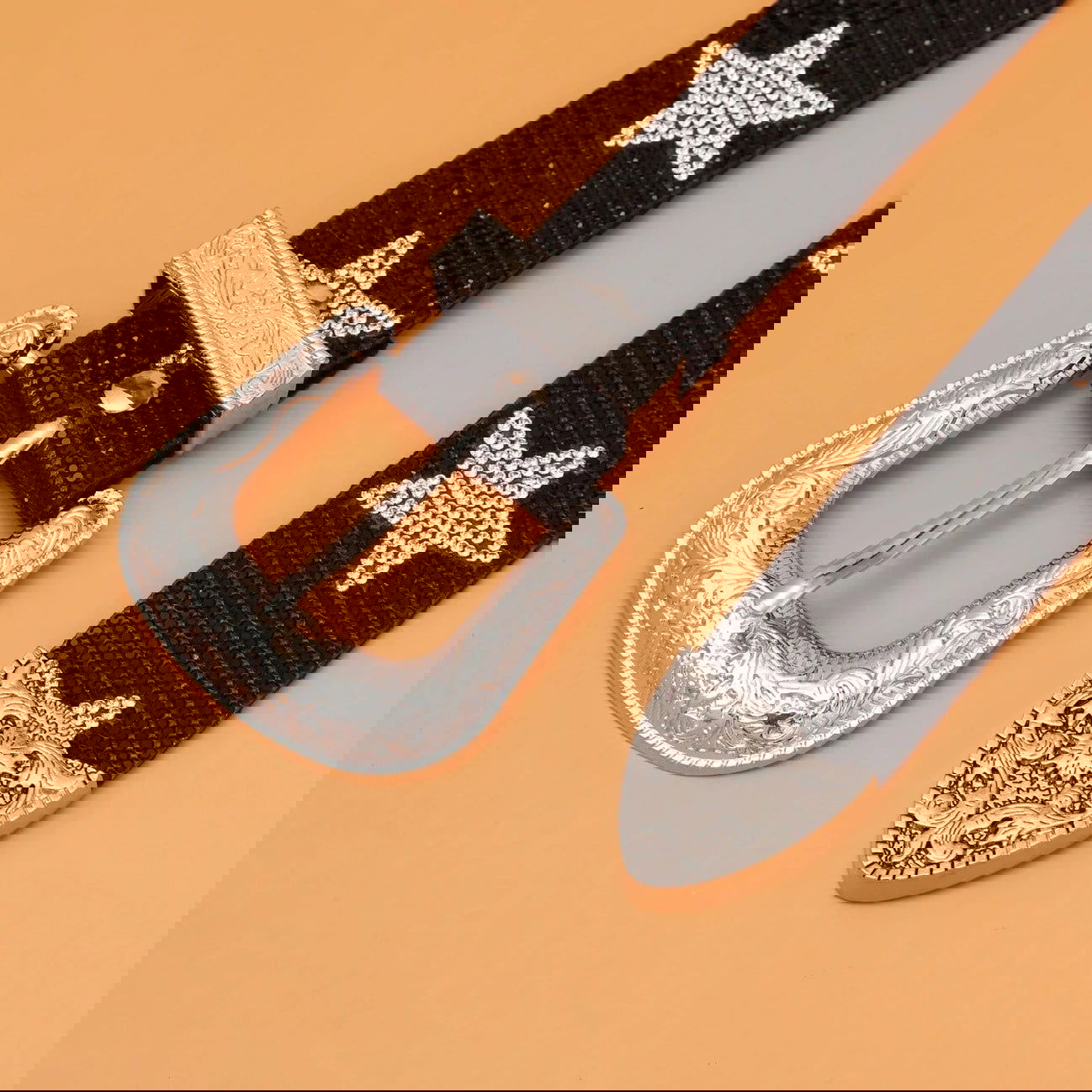 Vegan Leather Star Diamante Western Belt - Ra The Boutique