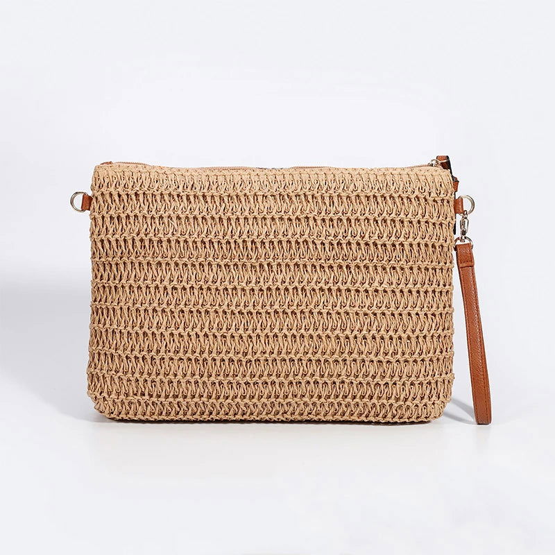 Vegan Leather Strap Floral Knit Sequin Wristlet - Ra The Boutique