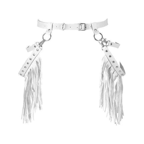 Vegan Leather Tassel Harness Waist Belt Chaps - Ra The Boutique