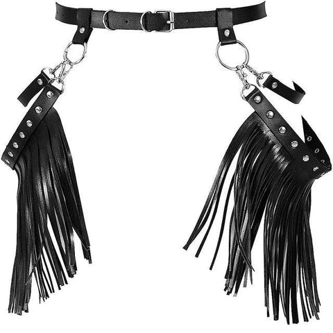 Vegan Leather Tassel Harness Waist Belt Chaps - Ra The Boutique