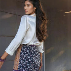 Vintage Style Patchwork Embroidered High Waisted Mini Skirt - Ra The Boutique