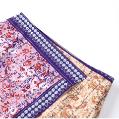 Vintage Style Patchwork Embroidered High Waisted Mini Skirt - Ra The Boutique