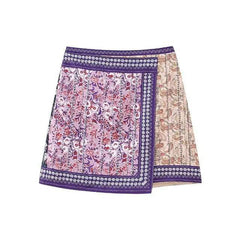 Vintage Style Patchwork Embroidered High Waisted Mini Skirt - Ra The Boutique