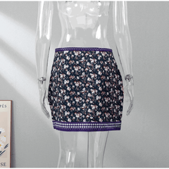 Vintage Style Patchwork Embroidered High Waisted Mini Skirt - Ra The Boutique