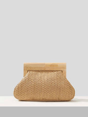 Wood Handle Floral Knit Sequin Clutch Bag - Ra The Boutique