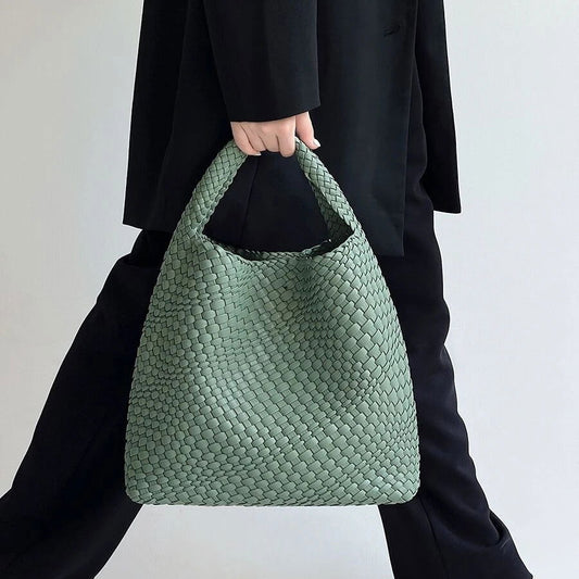 Woven Vegan Leather Tote Bag - Ra The Boutique