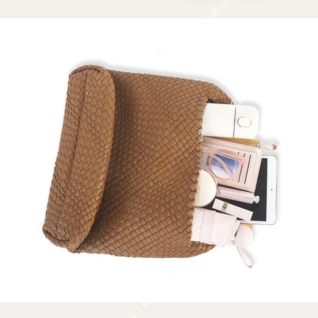 Woven Vegan Leather Tote Bag - Ra The Boutique